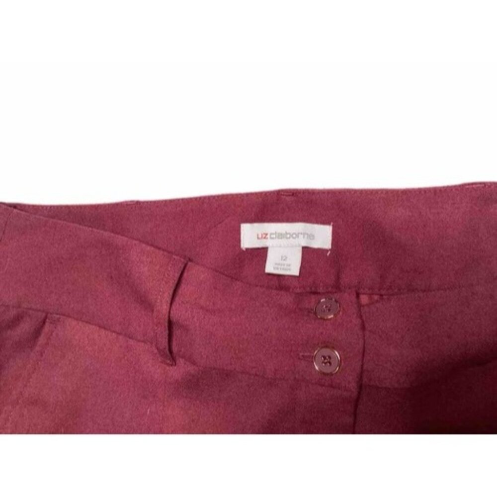 Liz Claiborne Slim Leg Ankle Pants Burgundy Women’s Size 12 NWT Trouser - Picture 4 of 8